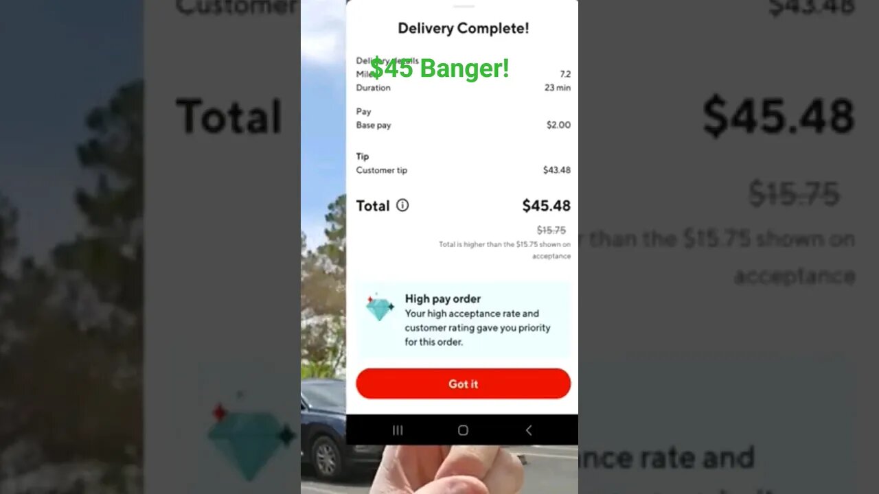 45$ Doordash Tip