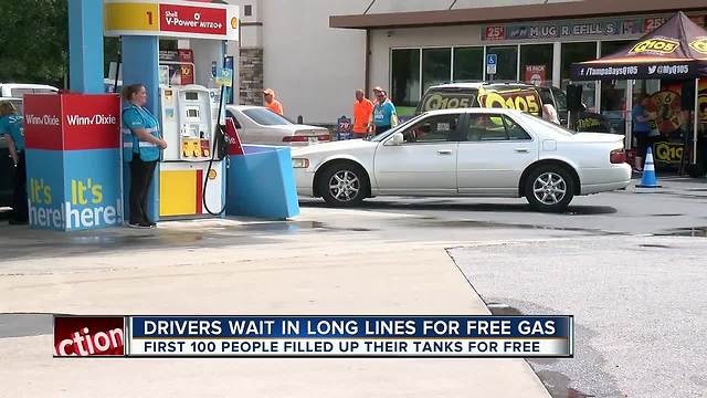 Be one of the first 100 cars to this Tampa gas station and get free gas, goodies from Winn-Dixie