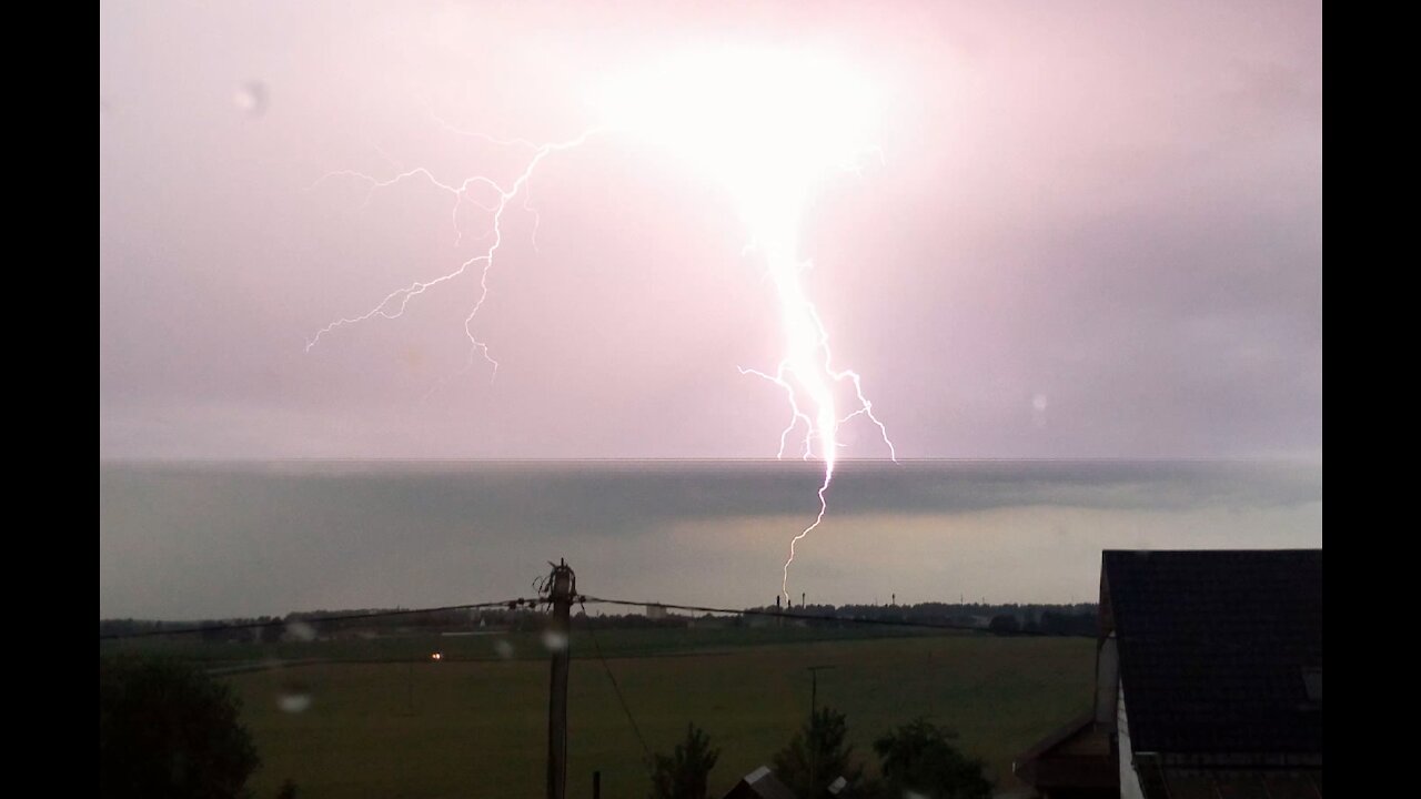 Lightning. Lightning filmed with a phone camera.
