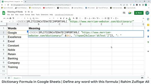 Dictionary Formula in Google Sheets