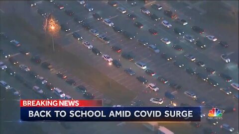 NBC reports “people are sitting for hours” as they wait for Covid tests.