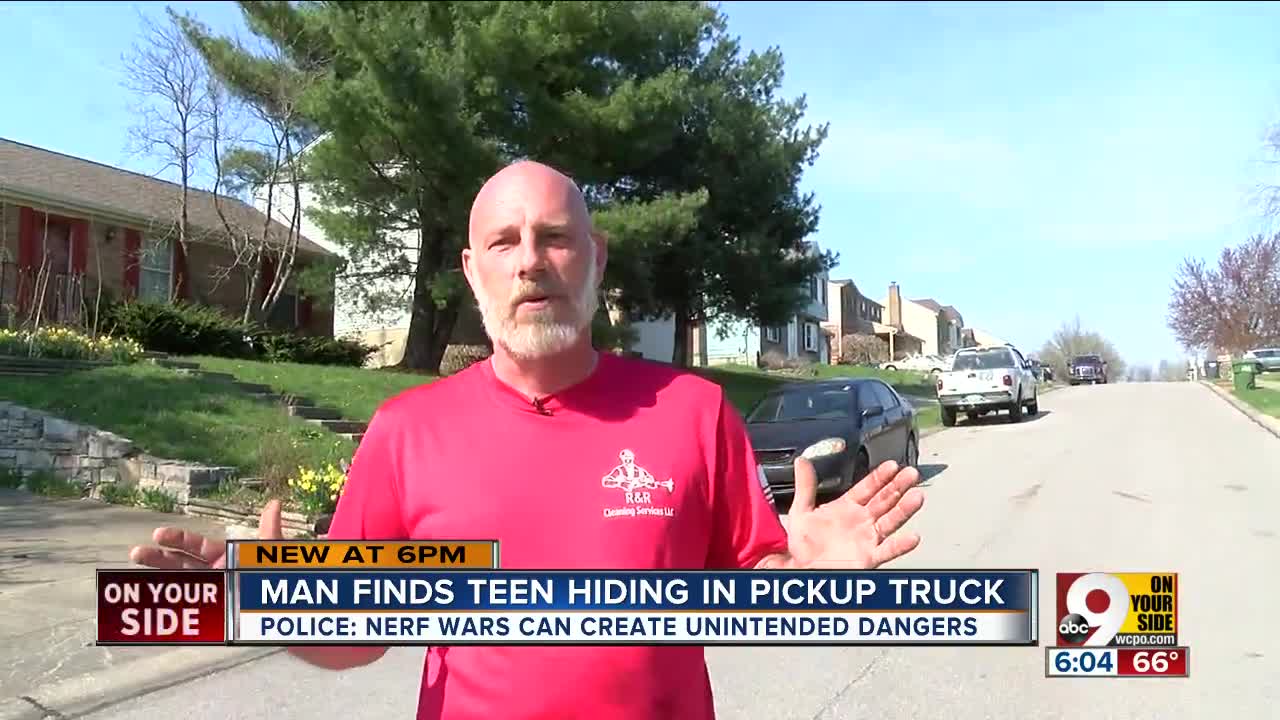 Man finds teen hiding in pickup truck