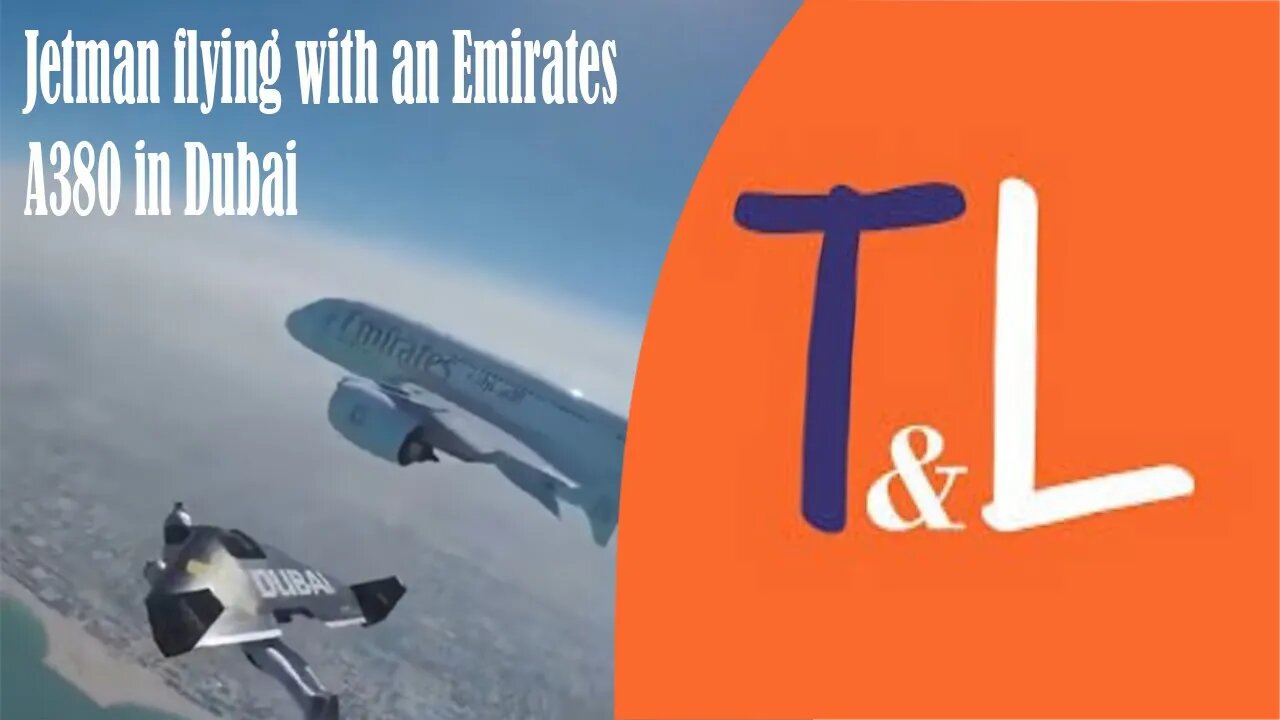 Jetman flying with an Emirates A380 in Dubai