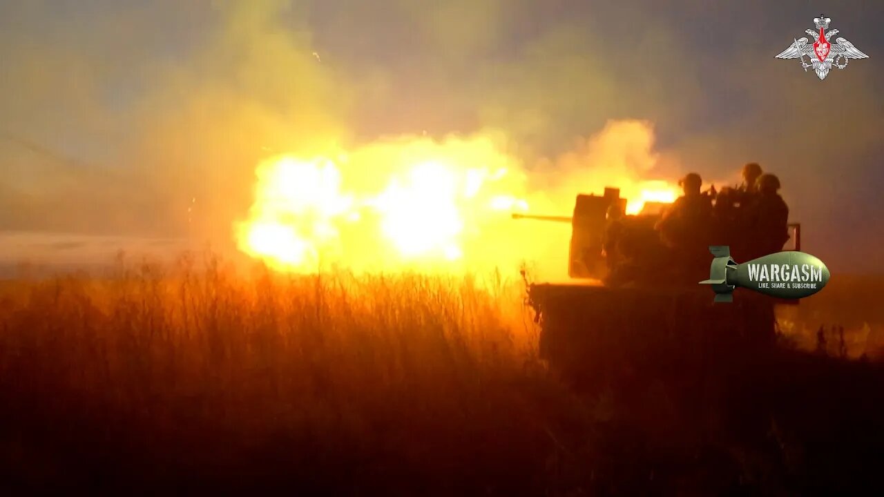 Russian 57mm S-60 automatic surface to air gun at work at Kupyansk