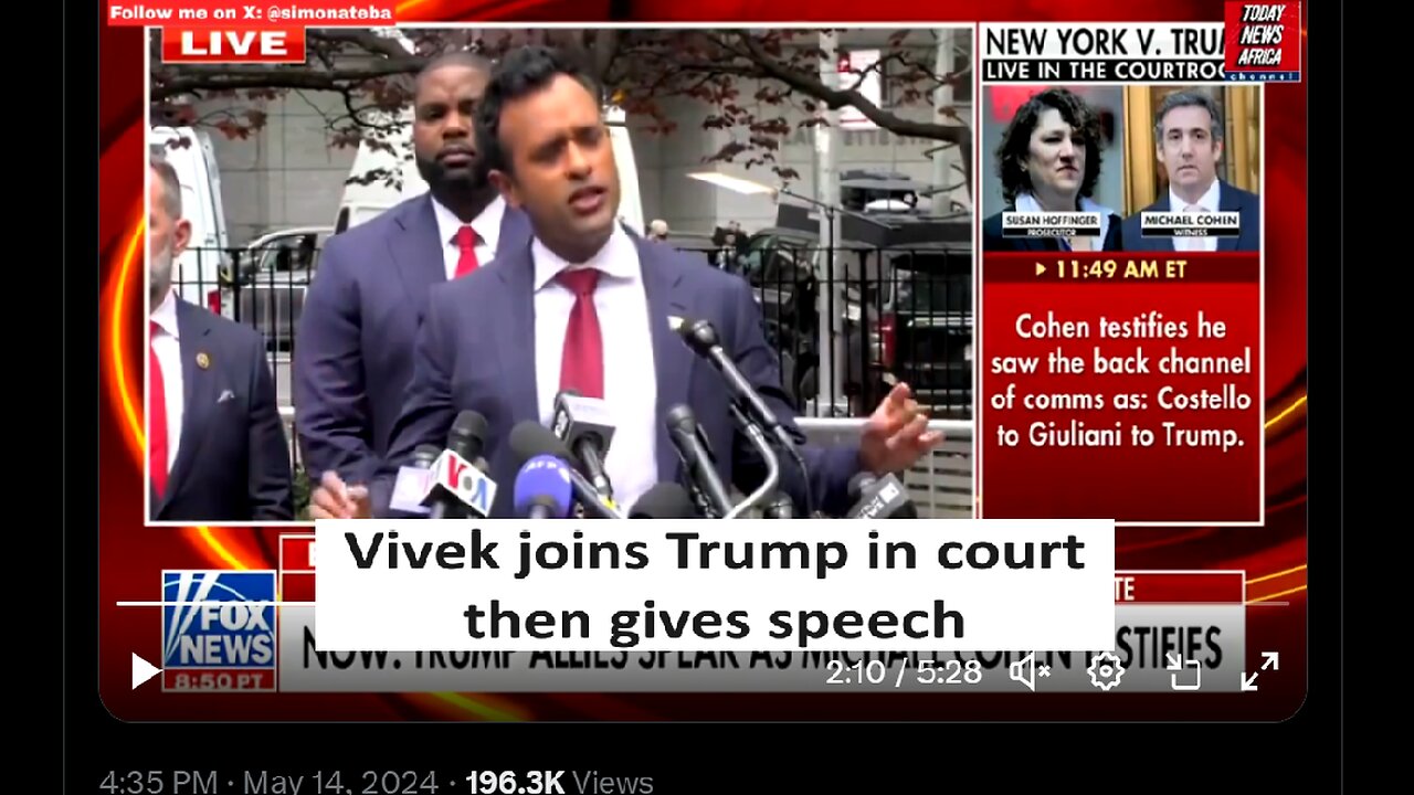 Vivek joins Trump in court then summary speech