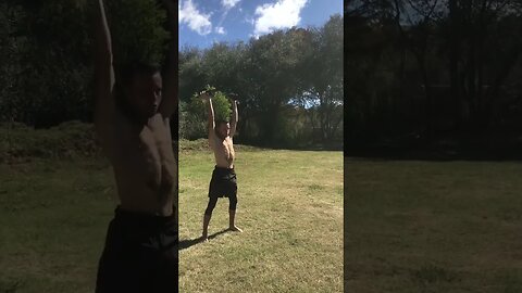 Squat Press Exercise with Bottles Full of Beer