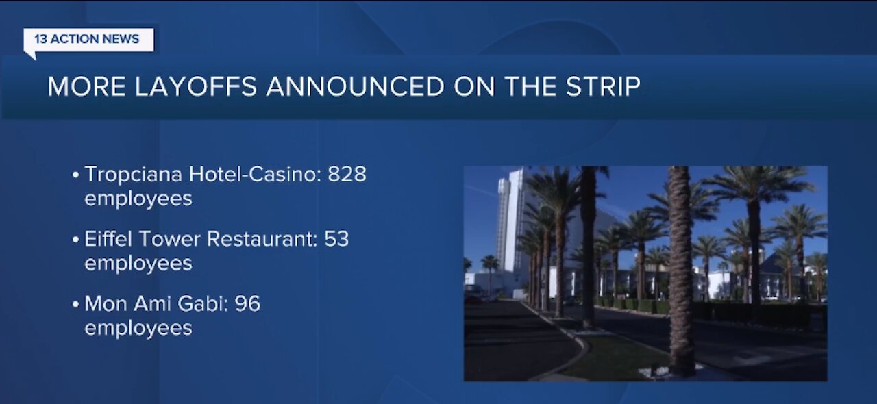 Tropicana Las Vegas laying off more than 800 employees