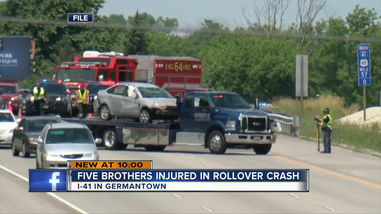 5 brothers hurt in serious crash on I-41 in Germantown