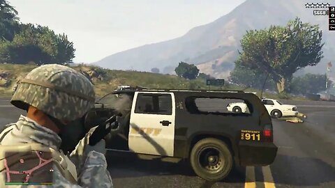 GTA 5 SOLDER VS COPS EPIC BATTLE + ESCAPE