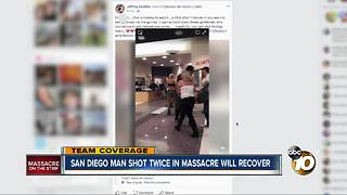 San Diego man shot twice shielding others from bullets