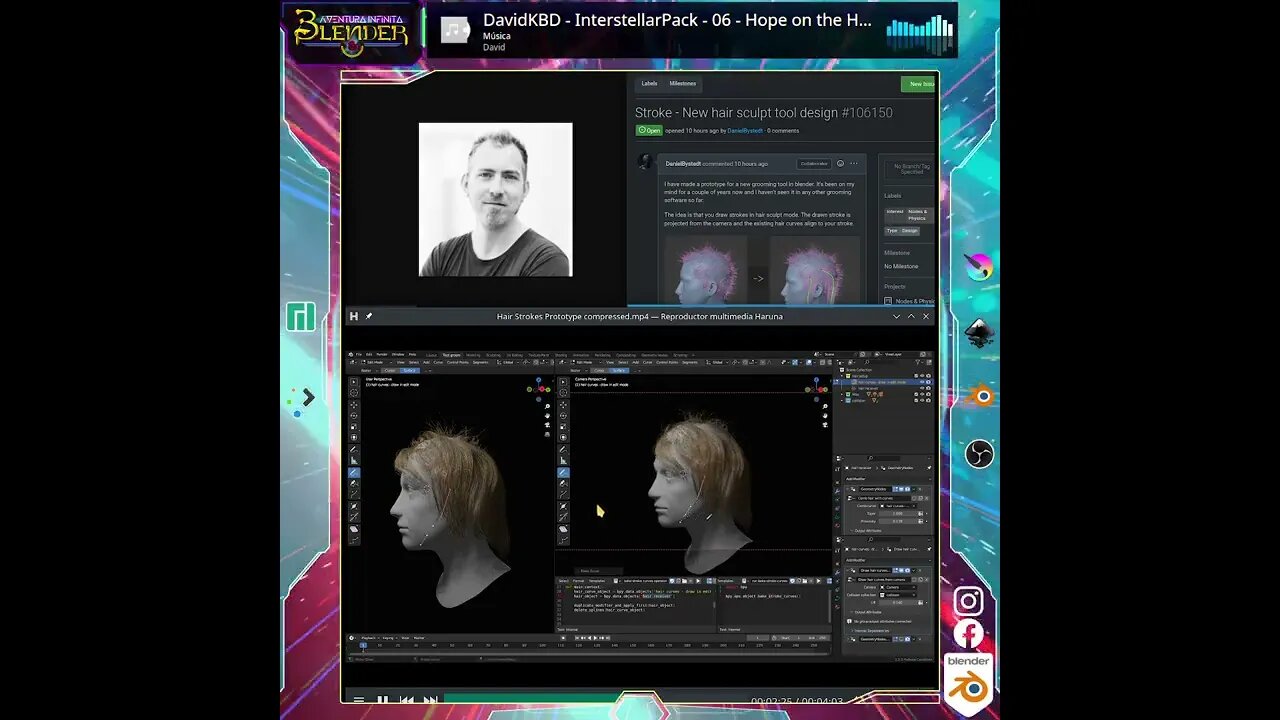 #Blender Una propuesta de Daniel (@morriscowboy) para un mejor cabello