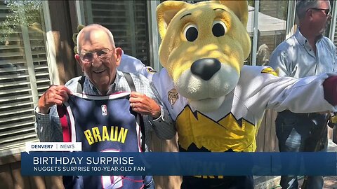 Denver Nuggets surprise 100-year-old super fan after Denver7 story aired