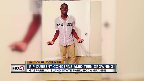 Rip current concerns amid teen drowning