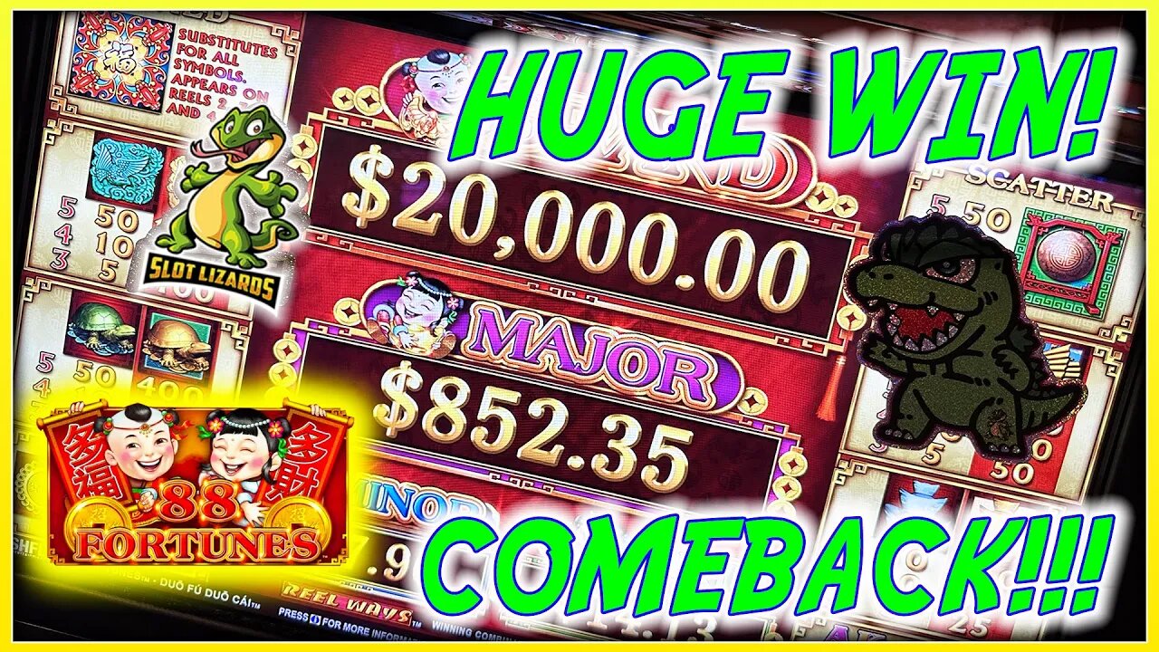 HUGE COMEBACK WIN! GOING FOR A MONSTER 20K MAXED GRAND JACKPOT! 88 Fortunes Slot MAX $8.80 BONUSES!