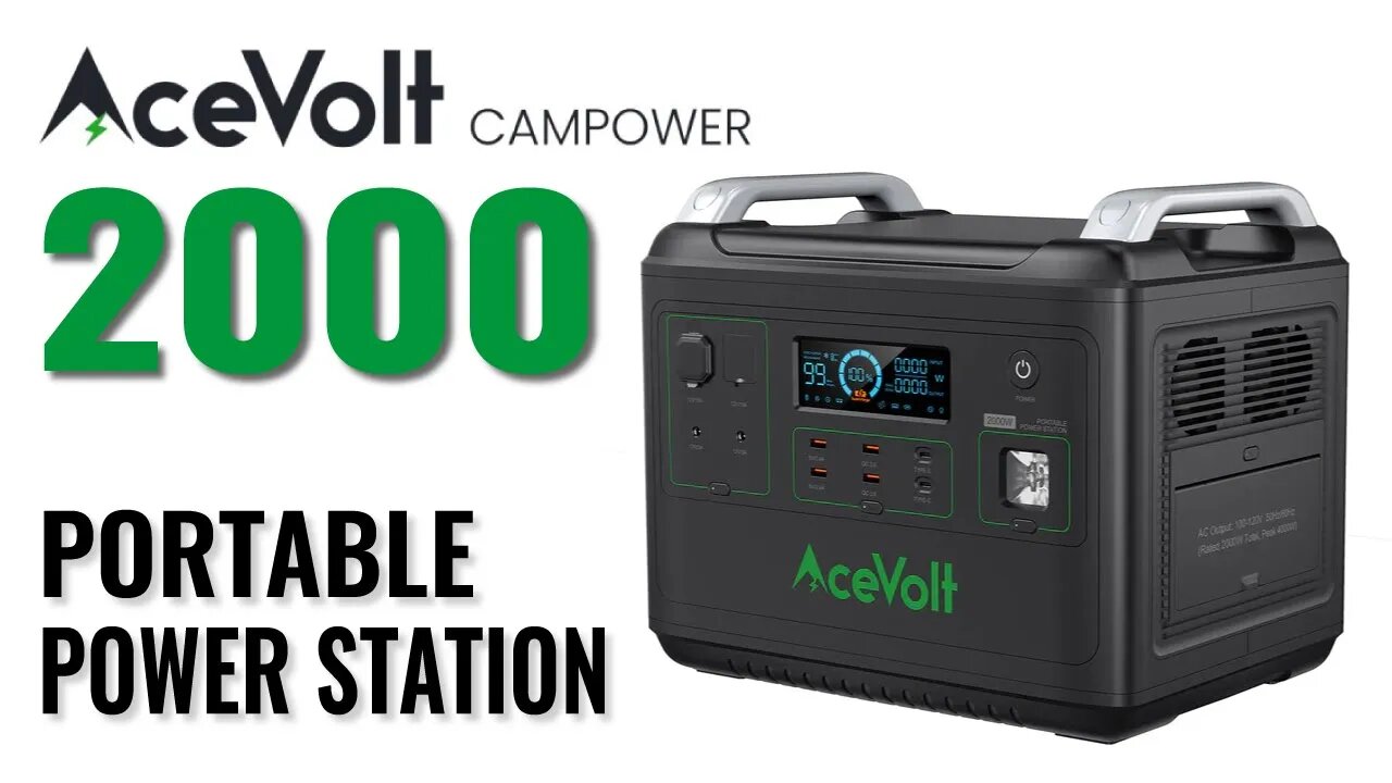 AceVolt Campower 2000 Portable Power Station - Compact, Powerful, & Very Fast Recharges