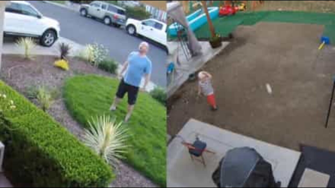 Dad accidentally hits son's head with ball