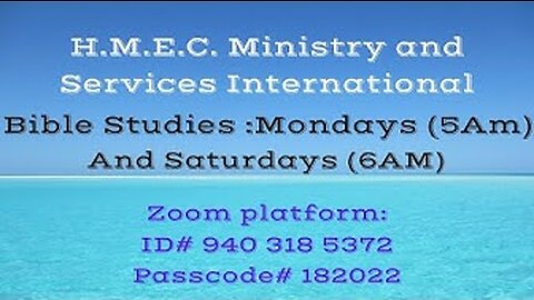 Bible Studies 29th October 2022 .6 am. Bro. E. Rainney