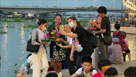 Loy Krathong Festival at Pak Kret District in Thailand