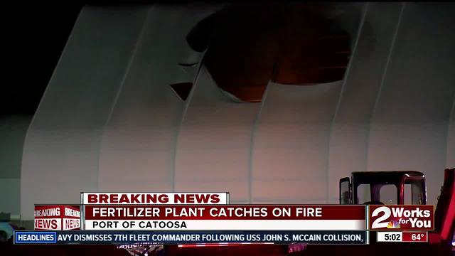 Fire melts roof at Catoosa fertilizer plant