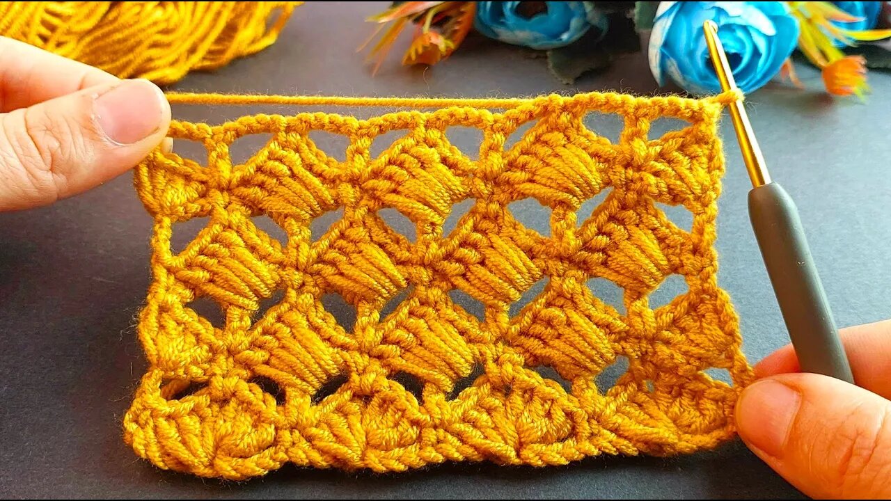 💥How to crochet diagonal puff side stitch