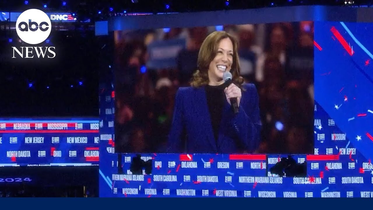 Kamala Harris greeted with raucous applause during virtual DNC appearance