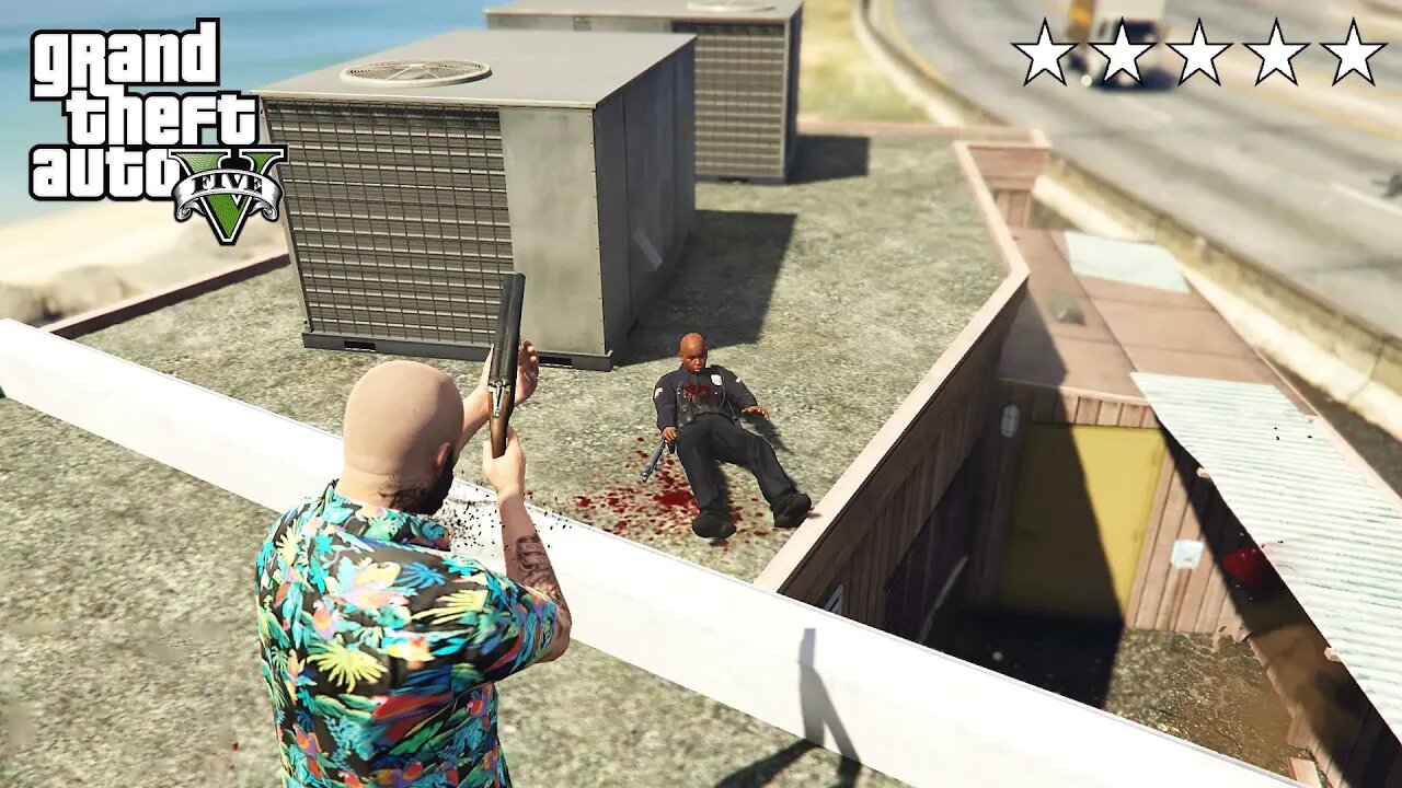 GTA 5 - Michael's FIRST PERSON FIVE STAR COP BATTLE (GTA V Funny Moments)