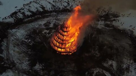 A Russian artist re-created The Tower of Babel and burned it down for the world to see.