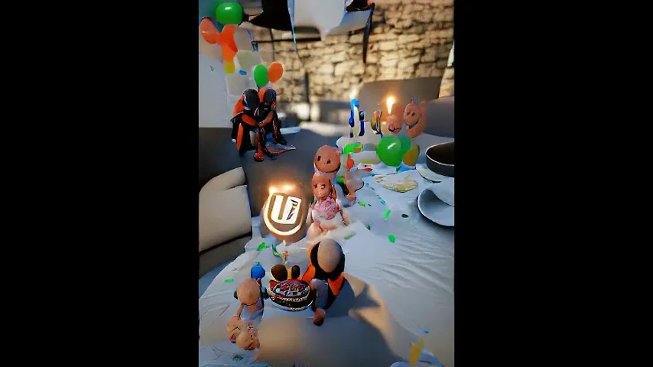 a happy family celebrating a birthday... AI Art Animations Shorts