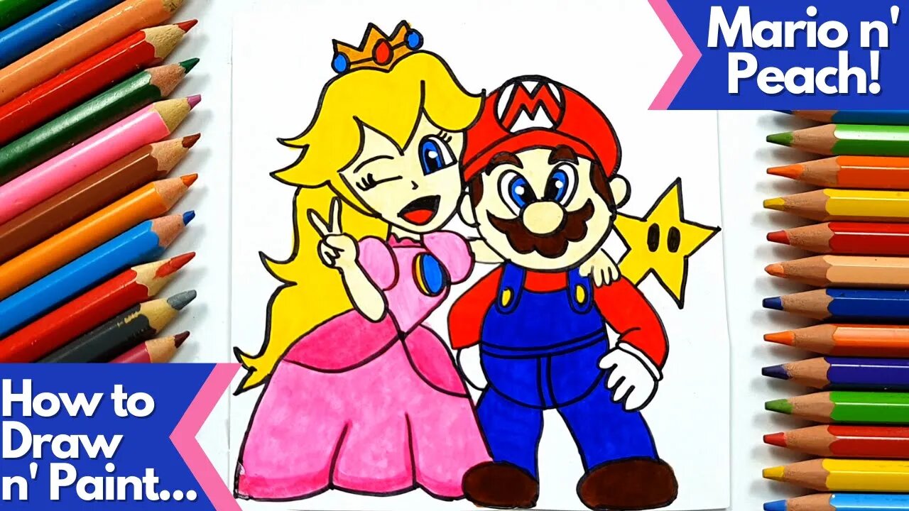 How to Draw and Paint Super Mario and Princess Peach Cutely