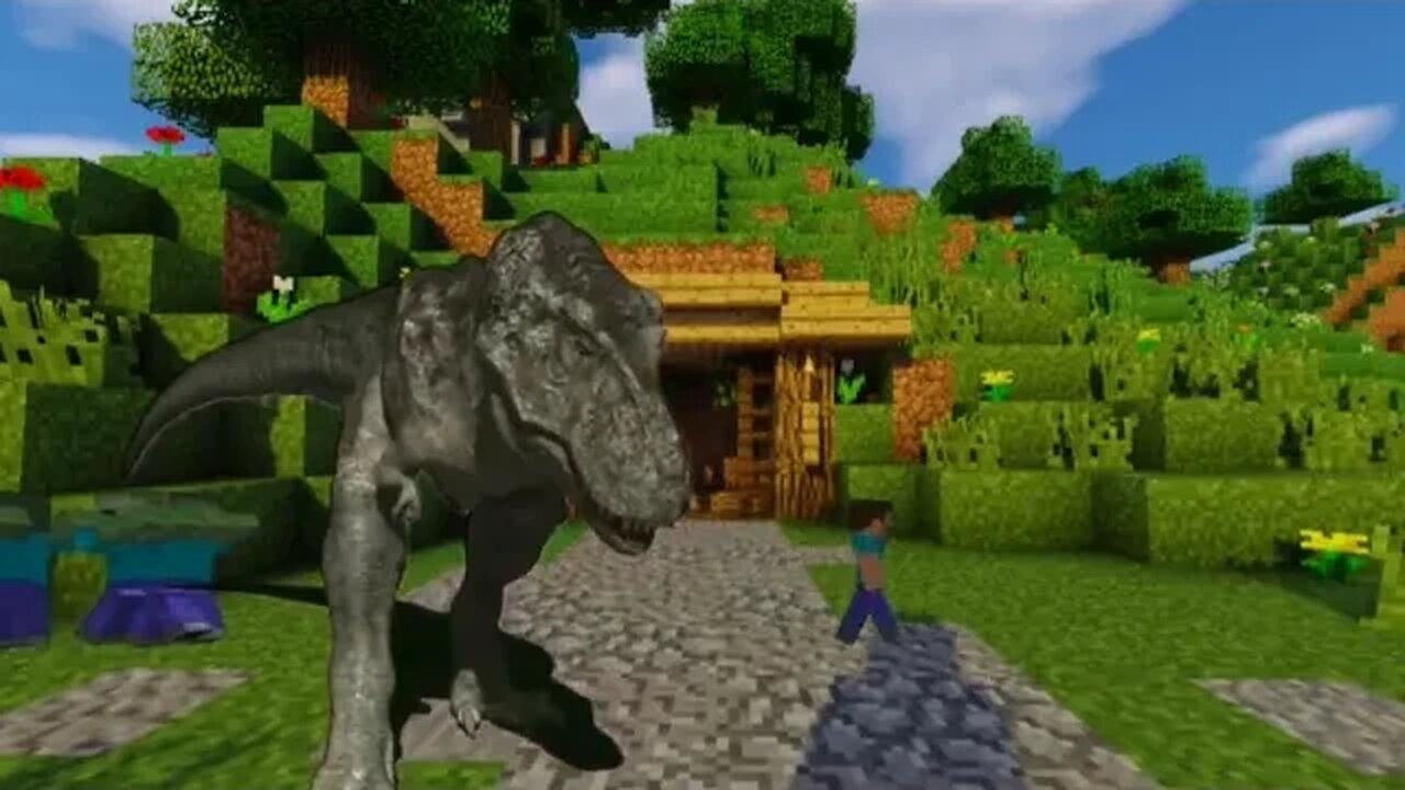 T-REX Dinosaur-VS-Minecraft