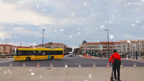 Snowfall in street.