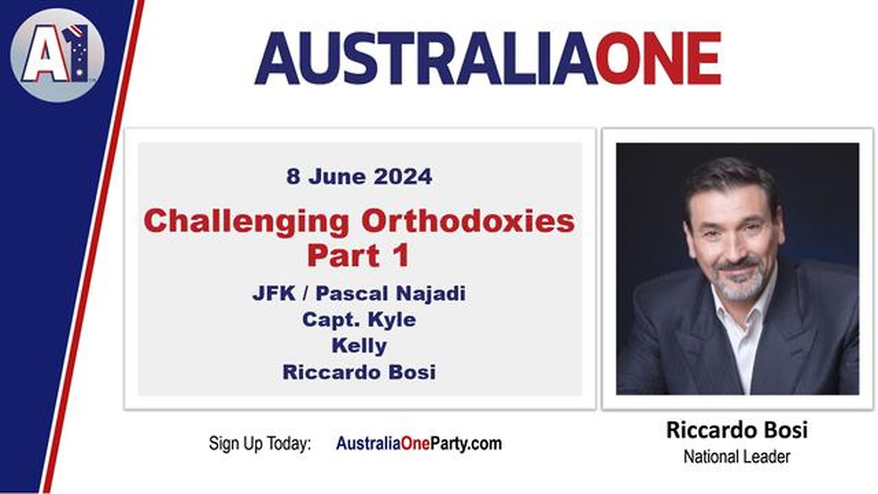 AustraliaOne Party (A1) - Challenging Orthodoxies Part 1 - with JFK / Pascal Najadi (8 June 2024)