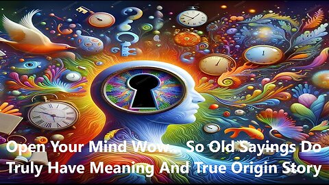 Open Your Mind Wow... So Old Sayings Do Truly Have Meaning And An True Origin Story