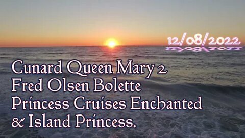 12/08/2022 4 Ship drone 4k footage Southampton UK Cunard, Fred Olsen & Princess Cruises Enchanted