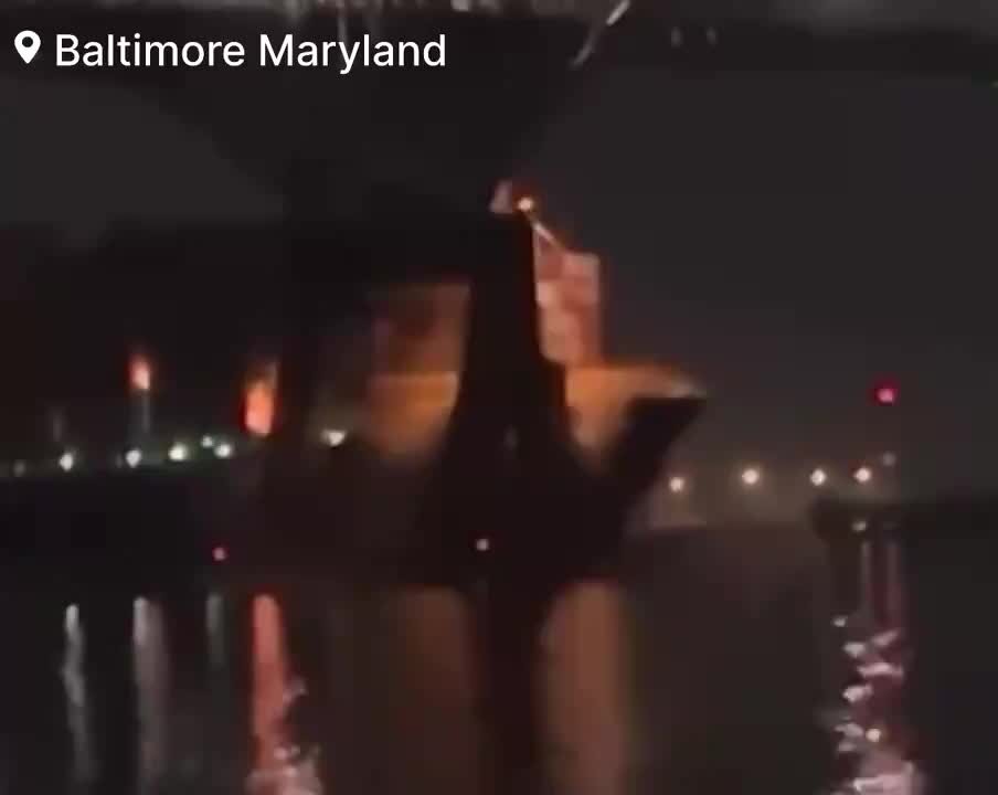 Large Container Ship Collides with Baltimore’s Key Bridge, Multiple Cars and People May Be in the Water
