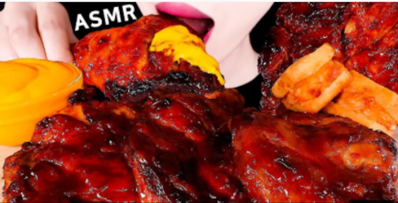 ASMR SPICY GRILLED CHICKEN, MENBOSHA SHRIMP TOAST, CHEESE SAUCE EATING SOUNDS MUKBANG