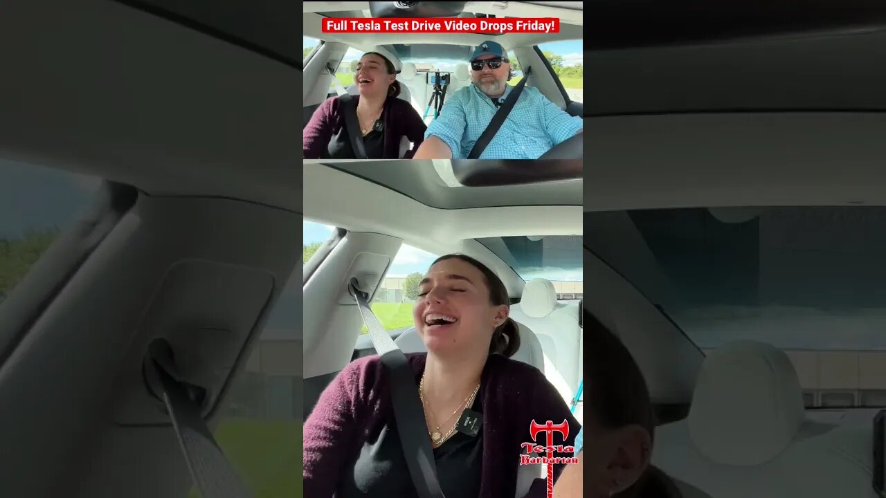 🤣 Tesla Fart Mode Reaction! She can’t keep it together! 🤣 Tesla Falcon Heavy Fart Giggles! #shorts