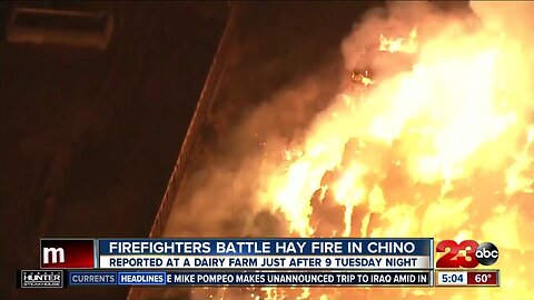 Firefighters battle hay fire in Chino