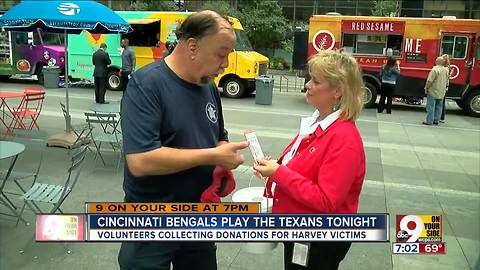Volunteers collecting donations for Harvey victims