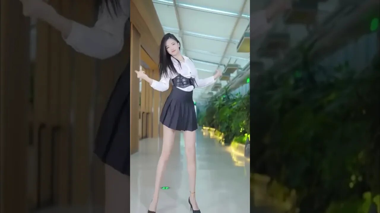 Slim Pretty Chinese Girl Has Good Rhythm