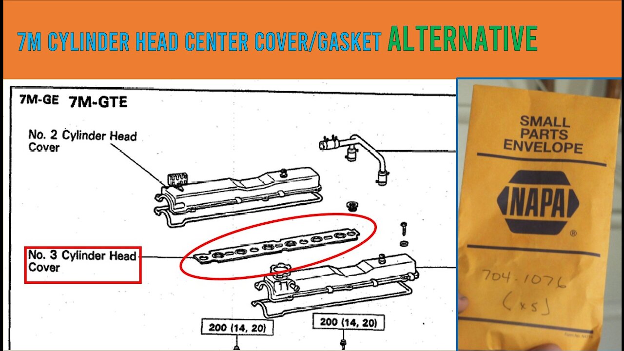 7M Cylinder Head Center Cover/Gasket ALTERNATIVE | 7mge rebuild p18