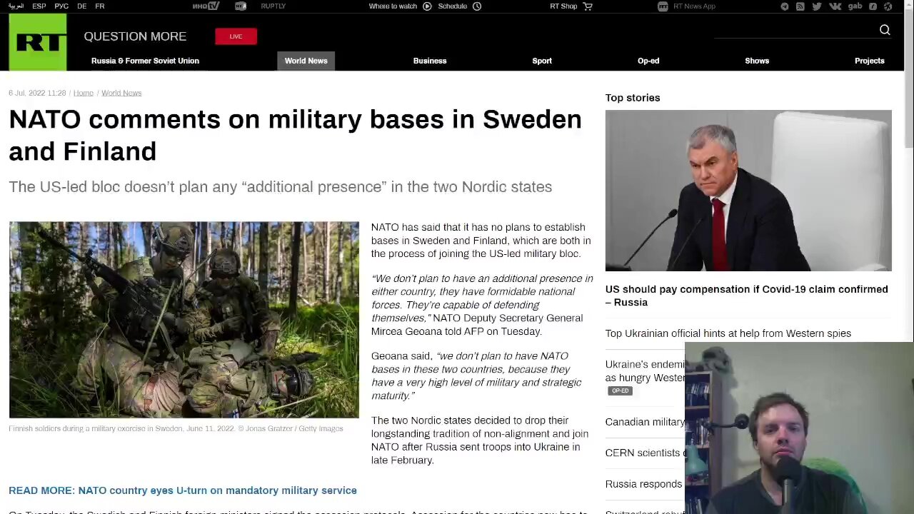 NATO has no plans to establish bases in Sweden and Finland