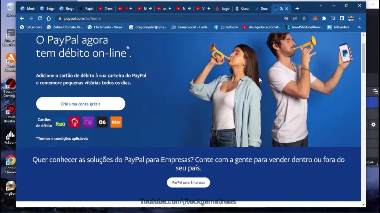 criando conta no paypal