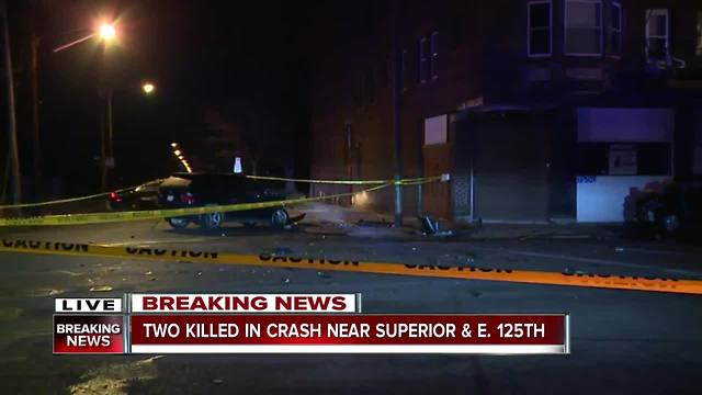 Double fatal crash, one car on fire in Cleveland Thursday night