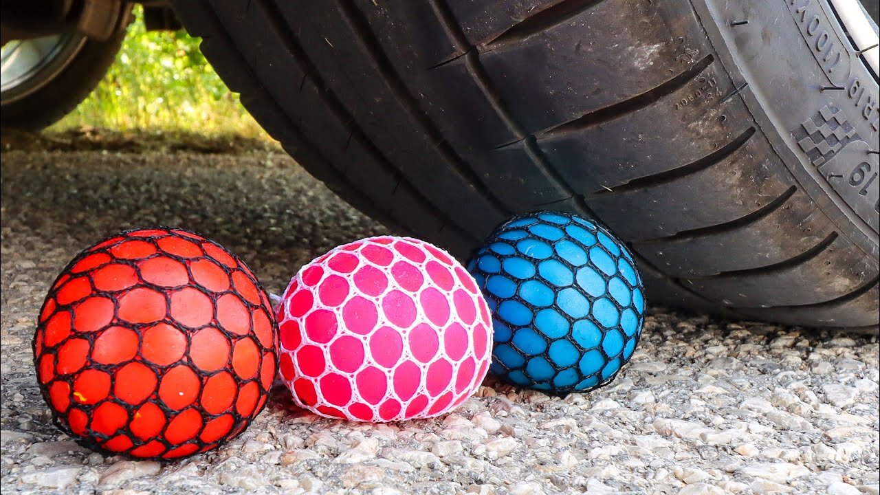 Crushing Crunchy & Soft Things by Car! EXPERIMENT CAR VS Anti Stress Balls