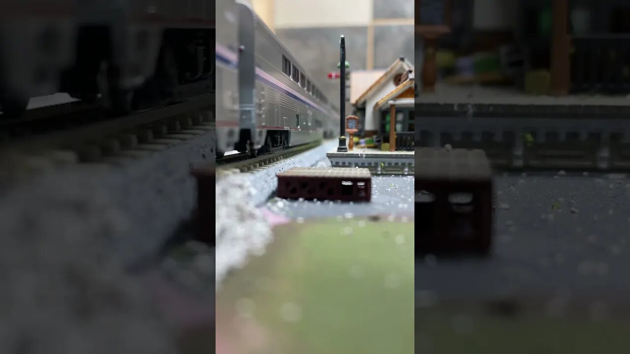 N Scale Amtrak leaving the station