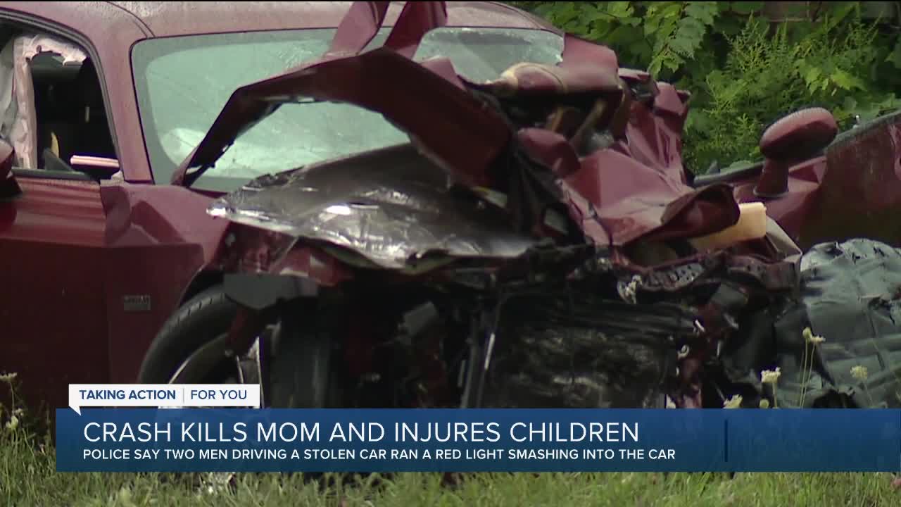 Crash kills mom and injures three children on Detroit's east side