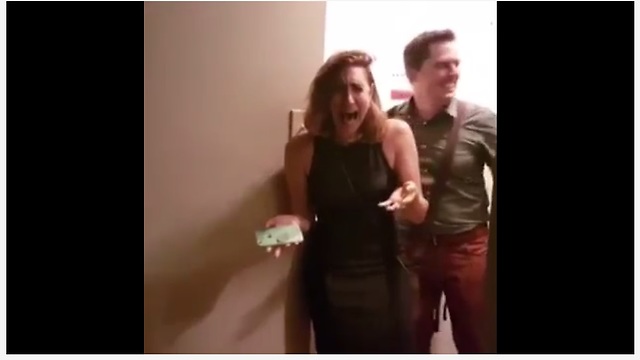 Woman sobs uncontrollably for her surprise birthday party