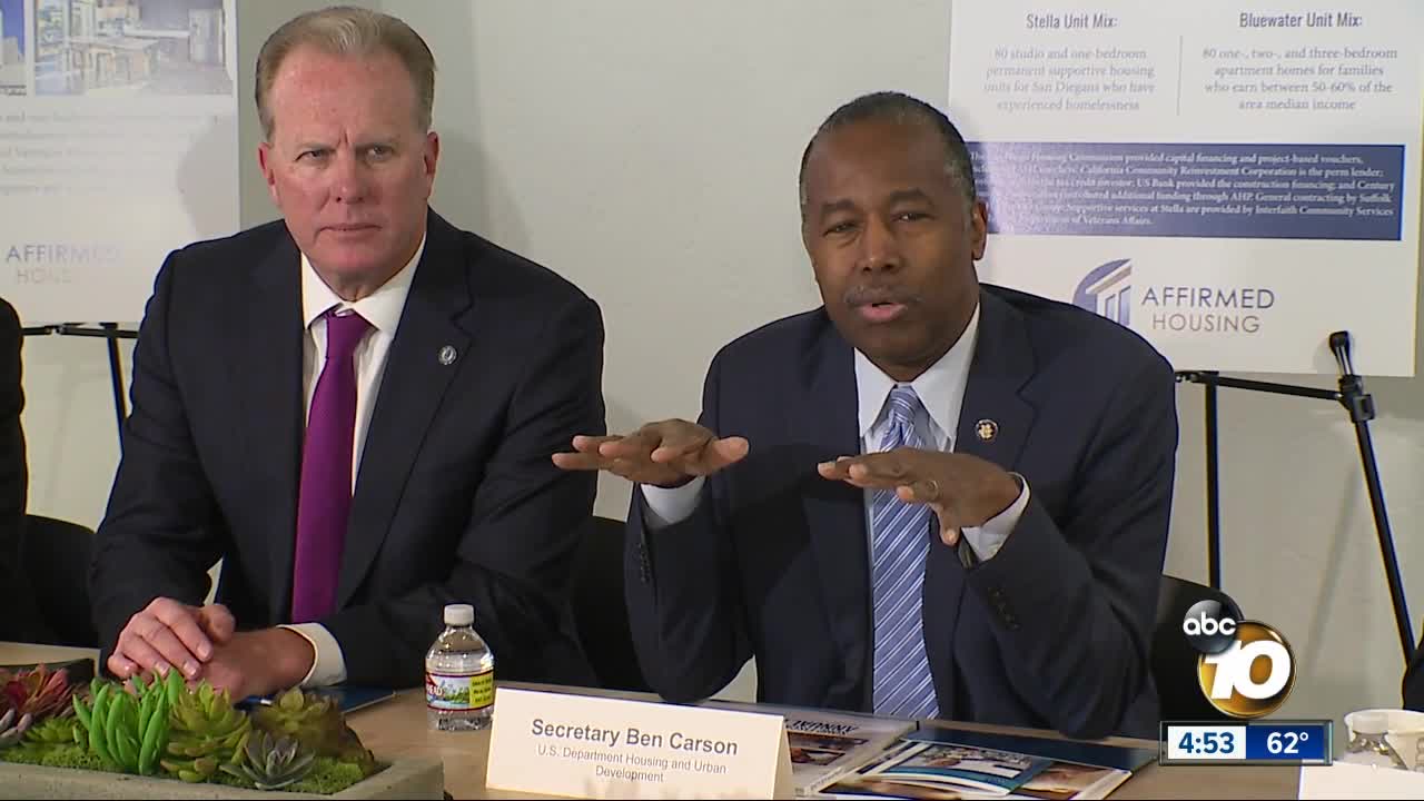 HUD Sec. Ben Carson visits San Diego apartment complex on housing bus tour