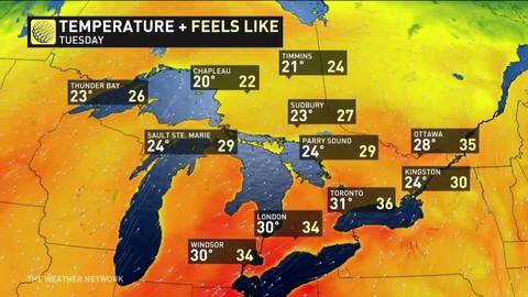 Roller-coaster temperatures for southern Ontario this week